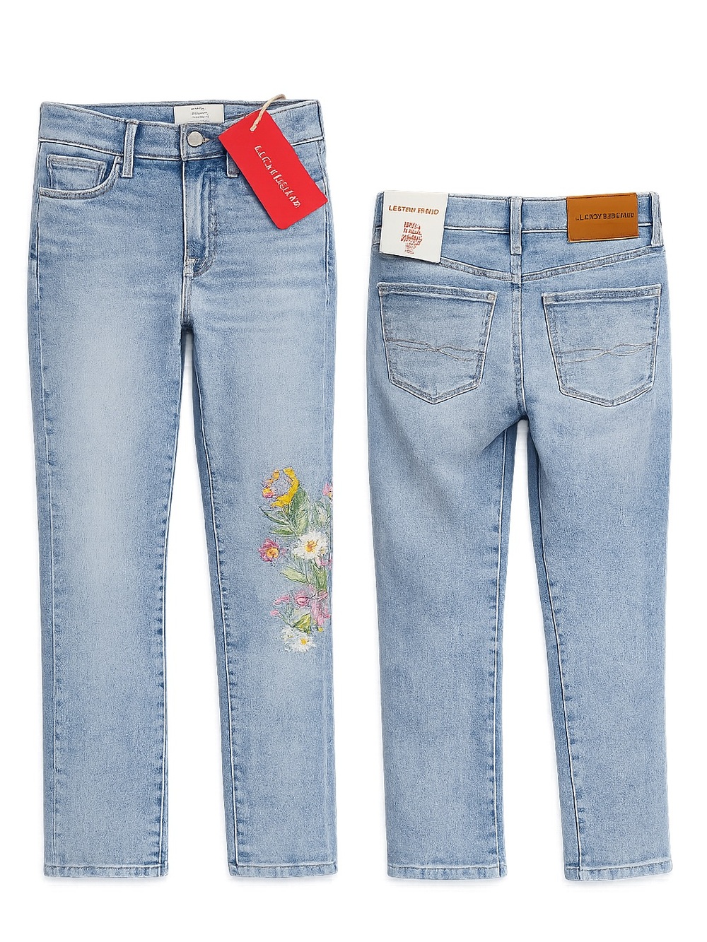 Lucky Brand Light Blue Floral Embroidered Women's Jeans